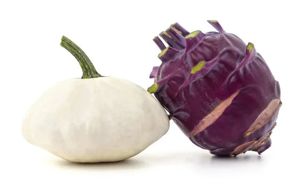 Squash Kohlrabi Isolados Fundo Branco — Fotografia de Stock