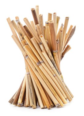 Beyaz bir arka plan üzerinde izole kuru sarı baston.