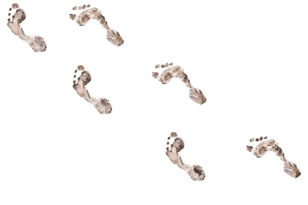 Collage Human Footprints Row Isolated White Background — Photo