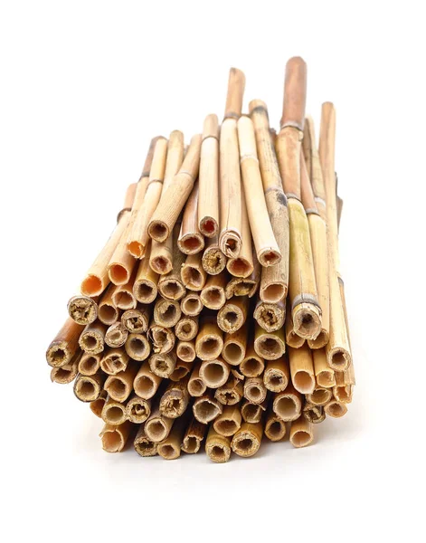 Beyaz bir arka plan üzerinde izole kuru sarı baston.