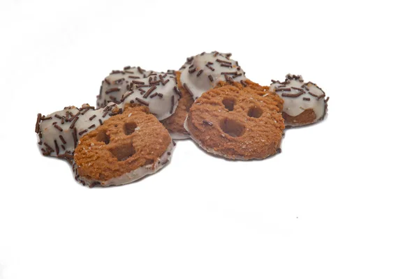 Weihnachten Shortbread Cookies Isoliert Auf Weißem Hintergrund — Stockfoto