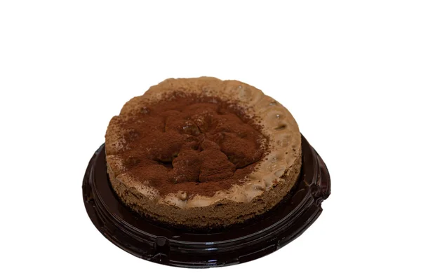 Шоколадный Кофейный Торт Бисквитом Белом Фоне — стоковое фото