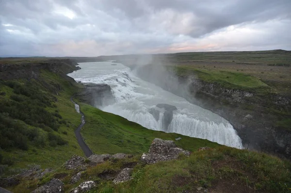 Gullfoss Een Waterval Ijsland Gelegen Kloof Van Hvita Rivier Het — Stockfoto