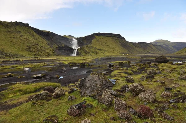 Der Ofaerufoss Ist Ein Wasserfall Der Eldgja Schlucht Westlichen Teil — Stockfoto