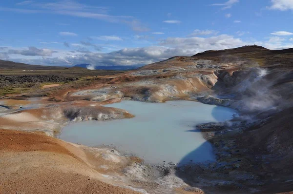 Exotic Landscape Acidic Hot Lake Turquoise Water Leirhnjukur Geothermal Valley — Stock Photo, Image