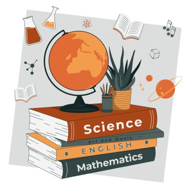 Eğitim sınıfı geçmişi. Eğitim ve bilim materyali kavramı. Sancaklar, diyagramlar ve sunumlar için vektör illüstrasyon şablonu.