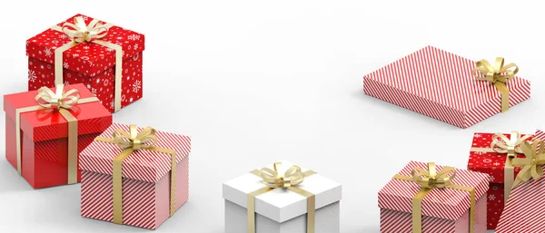 Cadeau Box Season Giving Concept Voor Banner Geïsoleerd Witte Achtergrond — Stockfoto