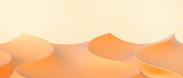 Abstract desert background. Surreal desert dunes mountains landscape and Modern minimal Concept on yellow Sky. banner,copy space,digital, banner,website -3d Rendering