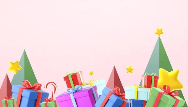 Рождество Новый Год Подарочная Коробка Елка Декоративного Праздника Красном Праздничный — стоковое фото