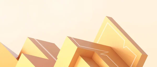創造的なアイデア未来的な三角形幾何学的形状黄色のデジタルアートでビジネスコンセプトの背景 バナー コピースペース デジタル バナー ウェブサイト3Dレンダリング — ストック写真