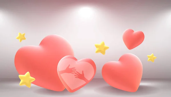 Contexto Abstrato Dia Dos Namorados Fundo Vermelho Coração Origami Papel — Fotografia de Stock