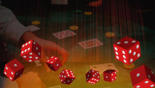 Casino Online Gambling Banner Vegas Giochi Sfondo Con Carte Poker — Foto Stock