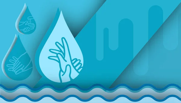 Аннотация Всемирный День Воды Экология Концепцией Сохранения Воды Paper Art — стоковое фото