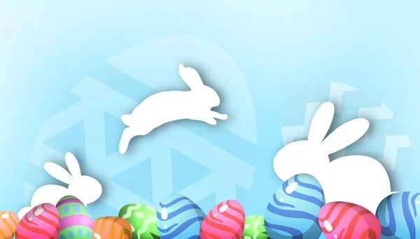 Великоднє Привітання Дизайн Тла Банерного Шаблону Стилю Кролячого Паперу Великодніми — стокове фото