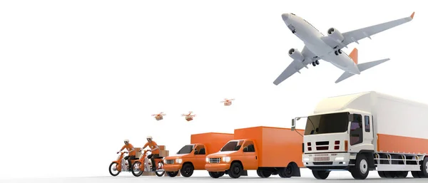 Logistika Průmyslu Dopravy Celém Světě Nákladní Koncept Kamionu Letadlo Motocykl — Stock fotografie