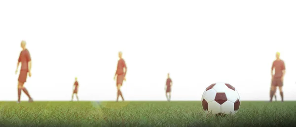 Ποδόσφαιρο Ποδοσφαιριστής Ομάδα Ένα Πράσινο Πεδίο Ηλιοβασίλεμα Soccer Education Concept — Φωτογραφία Αρχείου