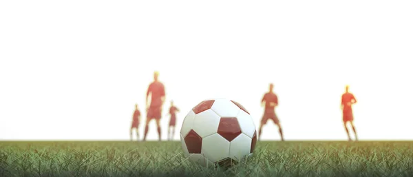Ποδόσφαιρο Ποδοσφαιριστής Ομάδα Στο Ηλιοβασίλεμα Και Την Έννοια Του Αθλητισμού — Φωτογραφία Αρχείου