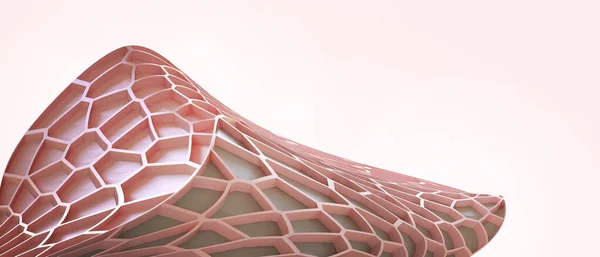 Biological Science and Technology for Voronoi structure Facade and Architecture Roof of leaves concept. Internet, connection, network, access, wireless data, coordination, banner, website-3d Rendering