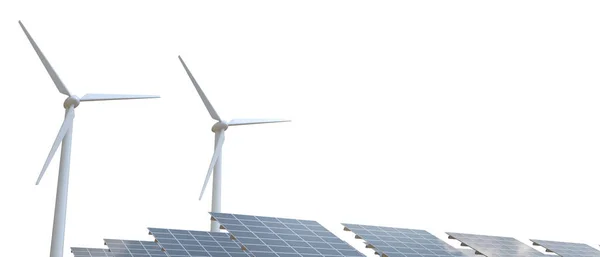에너지 Wind Turbine Solar Panel 배경에 에너지 발전기를 사이트 포스터 — 스톡 사진