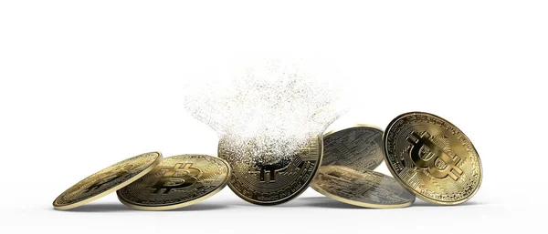 Bitcoin Cryptocurrency Dispersion Isolated White Background Btc Bitcoin Token Price — Stockfoto