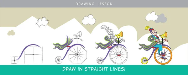 Σχεδιάστε Έναν Κύκλο Ευθείες Γραμμές Μάθημα Ζωγραφικής Για Παιδιά Φύλλο — Διανυσματικό Αρχείο