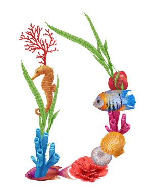  Çiçekli D harfinin el çizimi.