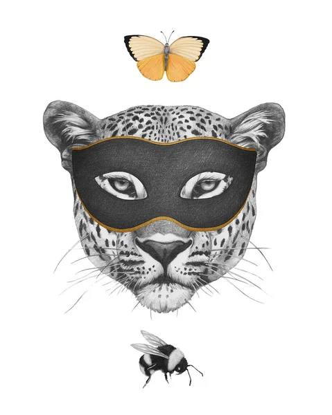 Illustrazione Disegnata Mano Leopardo Maschera — Foto Stock