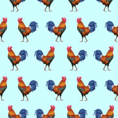 roosters pattern hand drawn background