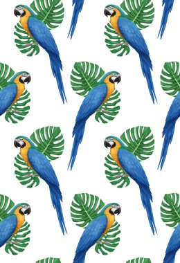 parrots pattern hand drawn birds background 