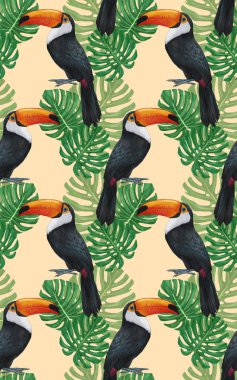 birds pattern hand drawn colorful background