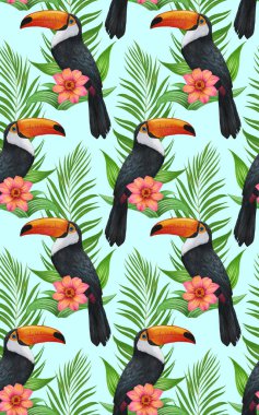 birds pattern hand drawn colorful background