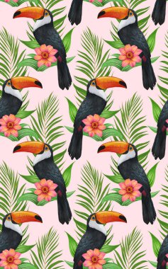 birds pattern hand drawn colorful background