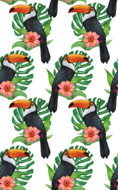 birds pattern hand drawn colorful background