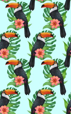 birds pattern hand drawn colorful background