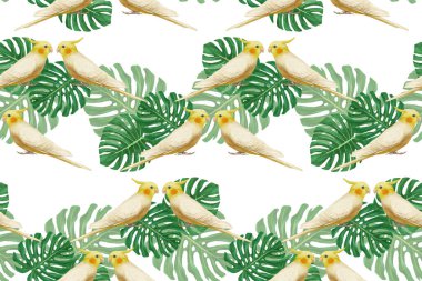 parrots pattern hand drawn birds background 