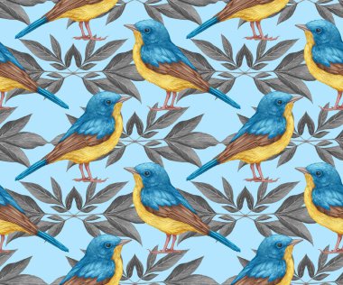 Elle çizilmiş kuşlar desenle 