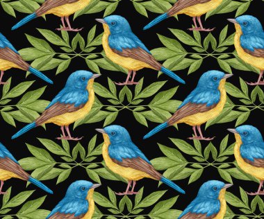 Elle çizilmiş kuşlar desenle 