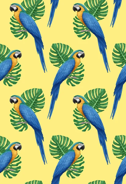 Parrots Pattern Hand Drawn Birds Background — Foto Stock