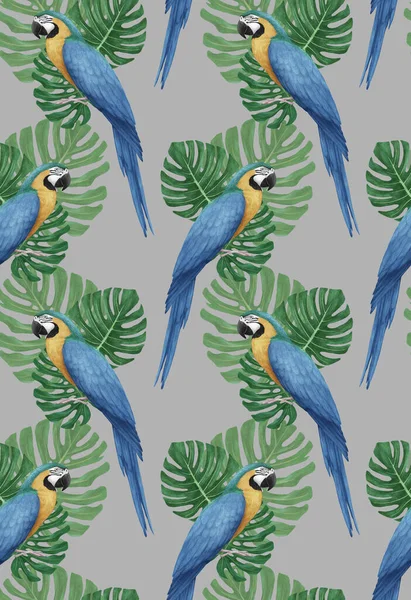 Parrots Pattern Hand Drawn Birds Background — 图库照片