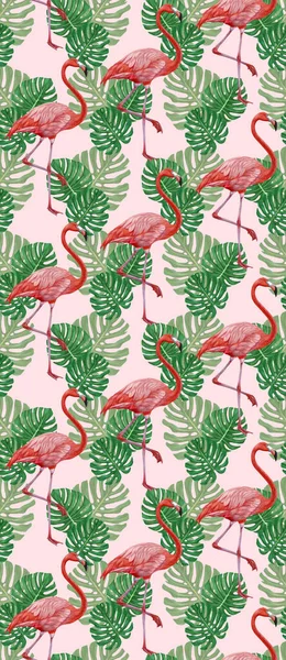 Pink Flamingos Pattern Background — 图库照片