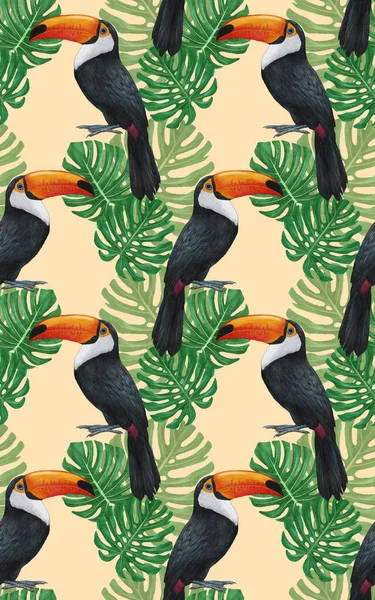 Birds Pattern Hand Drawn Colorful Background — Stock fotografie