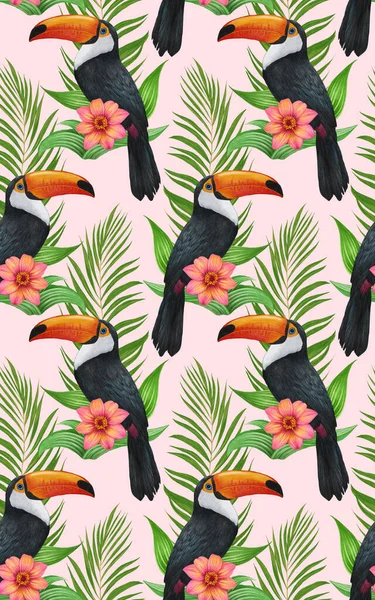 Birds Pattern Hand Drawn Colorful Background — Stock fotografie