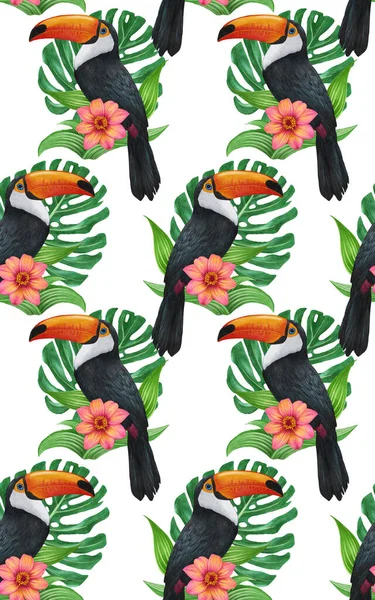 Birds Pattern Hand Drawn Colorful Background — Zdjęcie stockowe