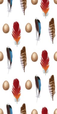 Tüylü, tüylü, boncuklu, kanatlı, kuşlu, kanatlı, resimli suluboya deseni