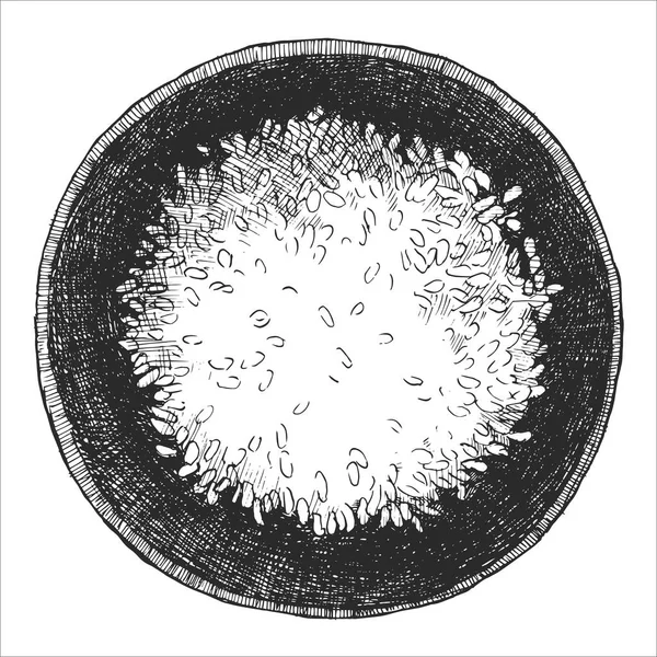Des Plats Asiatiques Illustration Dessinée Main Rice Bowl Vecteur Dessin — Image vectorielle