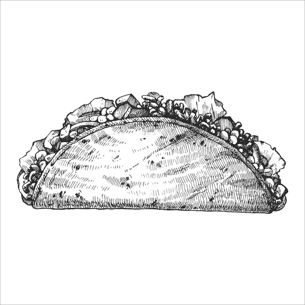 Des Plats Mexicains Illustration Dessinée Main Fajita Vecteur Dessin Encre — Image vectorielle