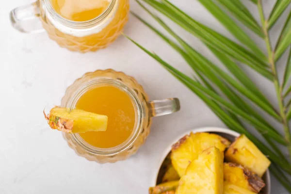 Tepache, a fermented drink of pineapples and sugar, spices, top view — 스톡 사진