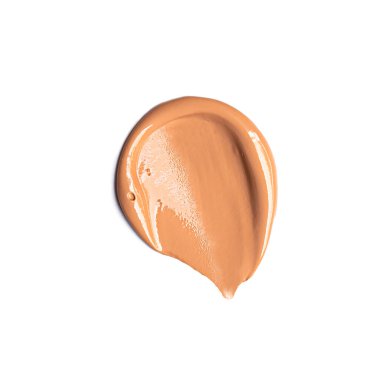 Beyaz arka planda izole edilmiş ton kremi lekesi örneği. Bej rengi