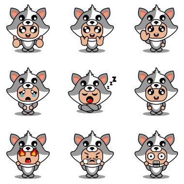 Maskot kostüm paketi çizgi film kedisi karakter çizimi çizimi