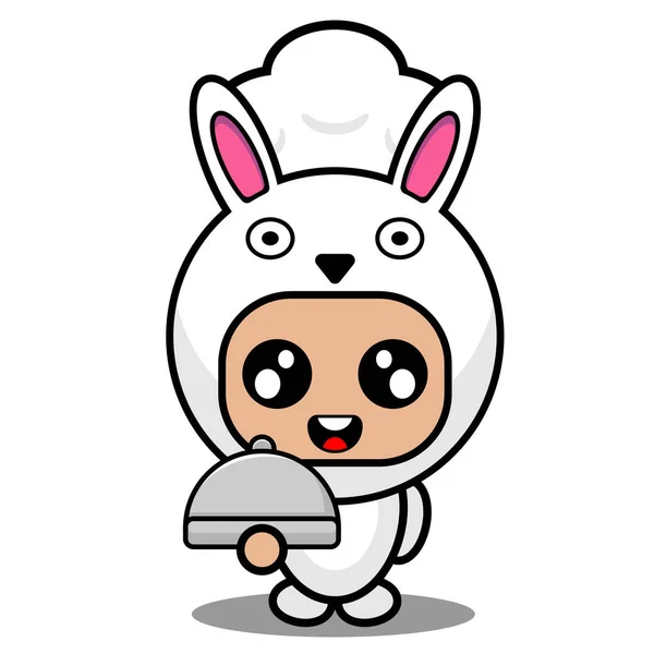 Dessin Animé Animal Mascotte Costume Personnage Vectoriel Illustrationmignon Lapin Chef — Image vectorielle